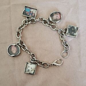 Vintage Silver Photo Charm Bracelet